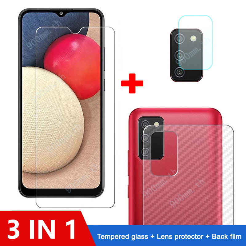 3-in-1 ฟิล์มกระจก Samsung A02S กระจกนิรภัย Samsung M02S M62 A02S M31 M12 A12 A42 A31 A51 A71 A50 ป้อ