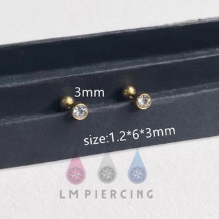 Crystal Bezel earring ต่างหูเพชร ก้านสแตนเลส เกรดเครื่องมือแพทย์ เหมาะสำหรับคนแพ้ง่าย