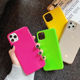 เคสโทรศัพท์มือถือ ซิลิโคนนิ่ม เจลลี่เรืองแสง สีนีออน สําหรับ iPhone 13 Pro Max Mini 12 Mini
