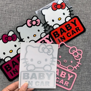 Hello Kitty Baby in Car สติ๊กเกอร์สะท้อนแสงกันแดดกันฝนสําหรับติดตกแต่งรถยนต์รถจักรยานยนต์