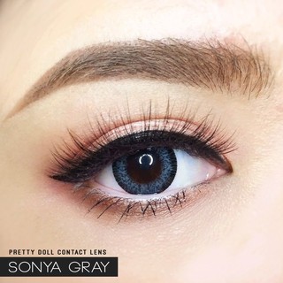 Sonya Gray (2) Pretty Doll ฝาเขียว Contact Lens คอนแทคเลนส์ สีเทา ตาโต บิ๊กอาย แบ๊ว ขอบดำ ค่าสายตา สายตาสั้น แฟชั่น