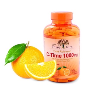 ของแท้ Pure Vita Vitamin C Time Release 1000mg เพียว ไวต้า วิตามินซี 1000 mg วิตามินซีสูตรดูดซึมให้ผลนาน 8-10ชั่วโมง