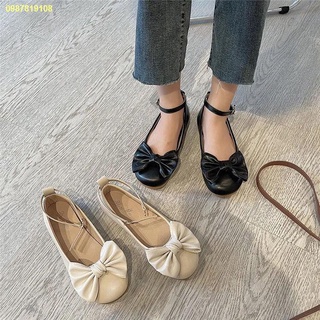 พร้อมส่ง # 👻โบว์ทุกการแข่งขันของผู้หญิงใหม่พื้นรองเท้าหนังขนาดเล็กรองเท้าส้นแบนรองเท้าหมวก