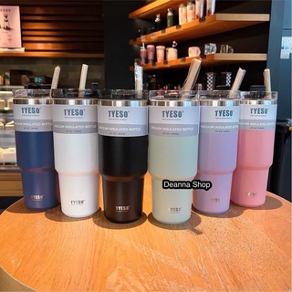 รุ่นใหม่ ❄️ แก้วTYESO ขนาด 30oz. ขอบล่างมนโค้ง แถม หลอดซิลิโคนแบบใหม่ สแตนเลส 304 ทั้งในและนอก