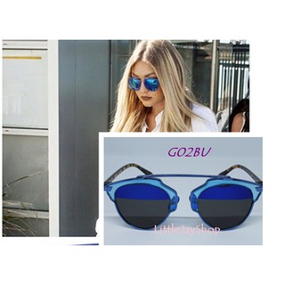 แว่นตา GAMT  Flat Reflective Cateye Polarized Sunglasses  UV400 สี Blue-grey-blue กรอบสีฟ้า ขาลายกระ เลนส์ปรอท ของแท้