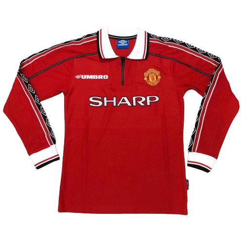 เสื้อทีมแมนยูแดง คอซิบ แขนยาว  ย้อนยุค 1998