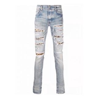 AMIRI MX1 Blue-Black Leopard Thrasher Skinny-Fit Jeans