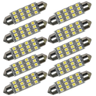 2 ชิ้นรถโดม 12 3528-SMD ไฟ LED โคมไฟภายใน Festoon 42mm สีขาว