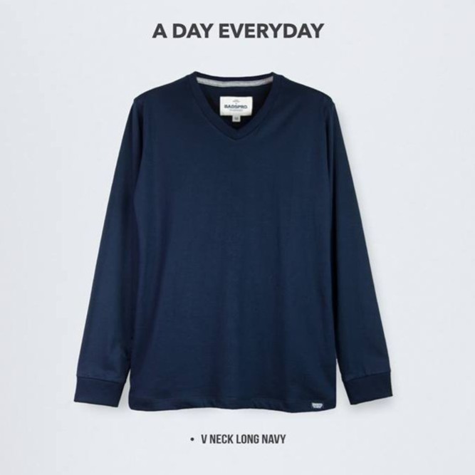 Just Say Bad ® เสื้อยืดแขนยาว V neck คอวี (จั้มแขน) รุ่น Classic สีกรม TLBV