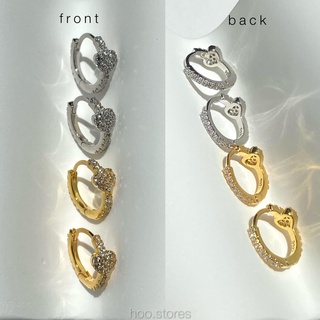 [all silver 925] hoo.stores Glitter Heart Hoop (Rhodium/ 18k Gold plated) ต่างหูห่วงเงินแท้s925 ทั้งชิ้น ต่างหูห่วงหัวใจ