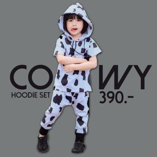 Cowy hood set ผ้า cotton นิ่มๆ สกรีนลายวัว