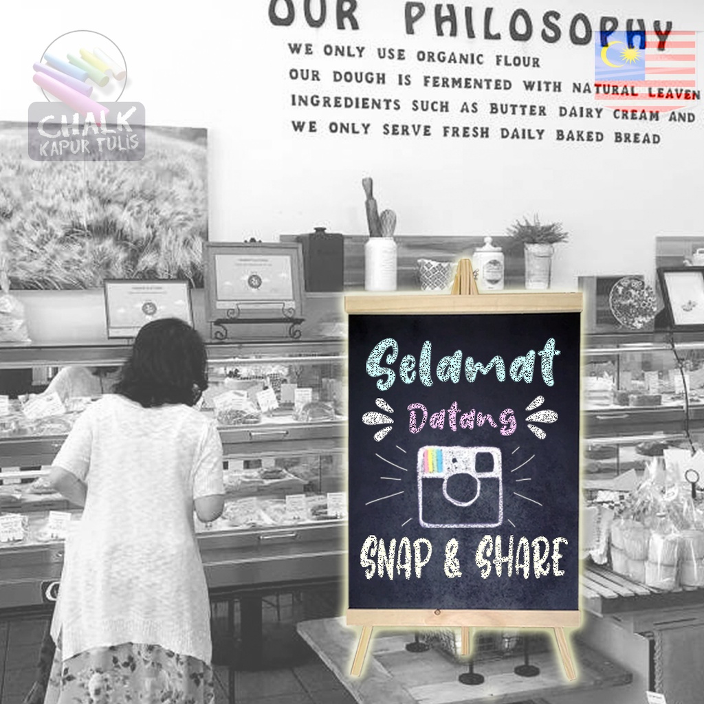 A2 (77 ซม.* 40 ซม.) บิ๊กโต๊ะเมนู Board ไม้ ChalkBoard กระดานดํา Papan สีดํา Cafe Kaunter แคชเชียร์ (