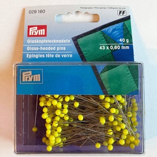 Prym Glass-headed pins / เข็มหัวแก้วสีเหลือง ขนาด 0.60 x 43 มิลลิเมตร 40 กรัม แบรนด์ Prym ประเทศเยอรมนี (G029160)