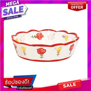 ชามขอบหยัก KECH PORCELAIN 8 นิ้ว RED DAISY อุปกรณ์ใส่อาหาร PORCELAIN SCALLOPED EDGE BOWL KECH 8IN RED DAISY