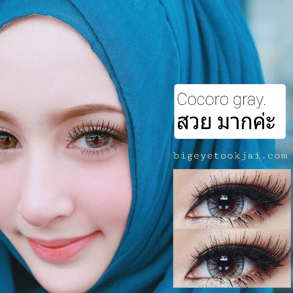 💖 Kitty kawaii ๑ Cocoro min/big สายตา -00 ถึง -1000 brown gray Contactlens  บิ๊กอาย คอนแทคเลนส์