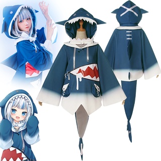 4 ชิ้น / เซต Hololive Gawr Gura Vtuber เครื่องแต่งกายคอสเพลย์ การ์ตูนอะนิเมะ Cosplay Costume Dress Woman