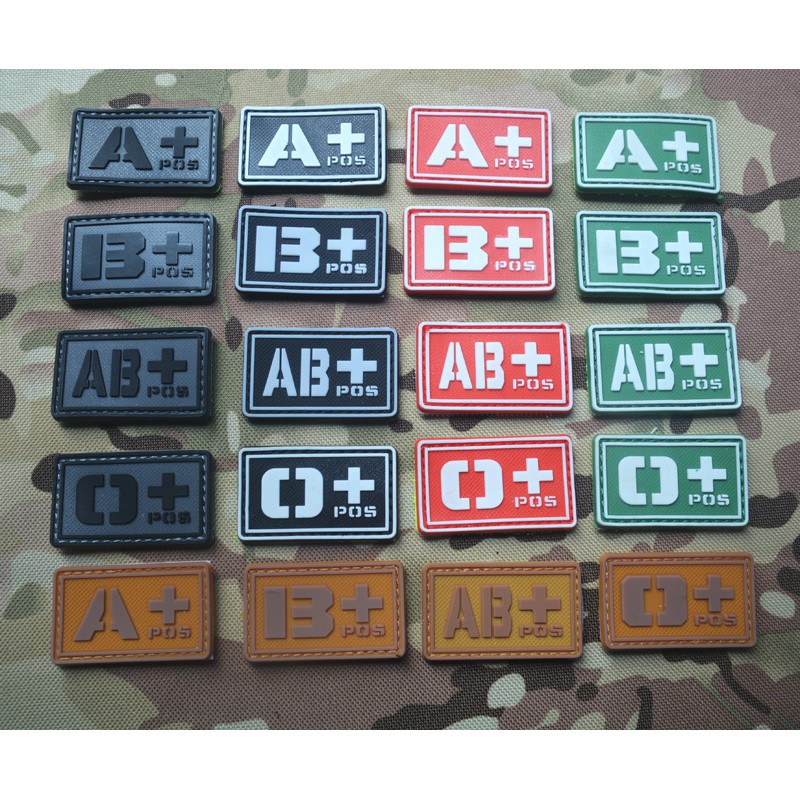 3D PVC A/B/AB/O Positive Type Group Patch ป้ายยุทธวิธี士气 ทหาร ป้ายยาง
