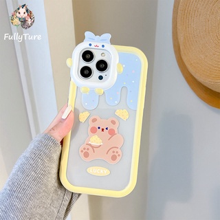 เคสป้องกันโทรศัพท์มือถือใส แบบนิ่ม ลายการ์ตูนหมี และชีส สําหรับ Apple Iphone 14 13 12 11 XR ProMax