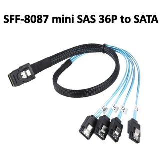 สายแปลง Mini SAS to SATA สายเคเบิ้ล SFF-8087 Internal Mini SAS 36pin Male To 4x SATA 7pin Female cable (ไม่รวมตัวการ์ด)