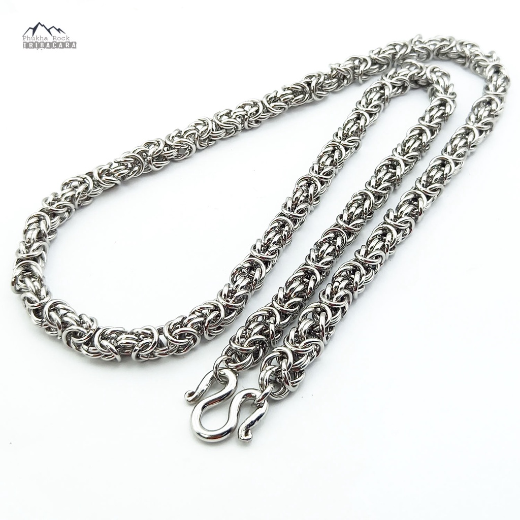 U18 เส้นใหญ่ ขนาด 8 มม. ยาว27 นิ้ว ลายห่วงถัก สร้อยคอ ห้อยพระ สร้อยสแตนเลสแท้ สร้อยพระ necklace