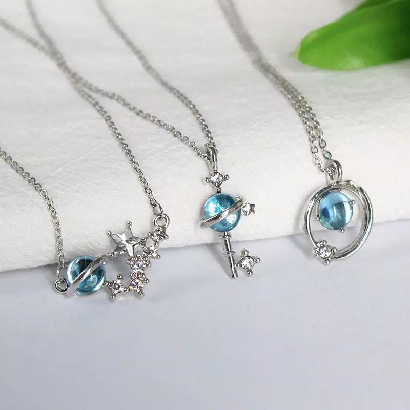 สร้อยคอแฟชั่น CHAINLACE BLUE CRYSTAL PLANET SAPPHIRE CLAIRE PENDANT
