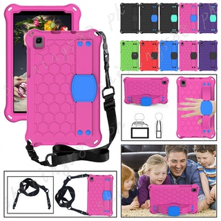 Samsung Galaxy Tab A7 Lite 8.7 2021 SM-T220 T225 Honeycomb Pattern Shoulder Strap Contrast Color Case Kids Wristband Bracket  Tablet Cover