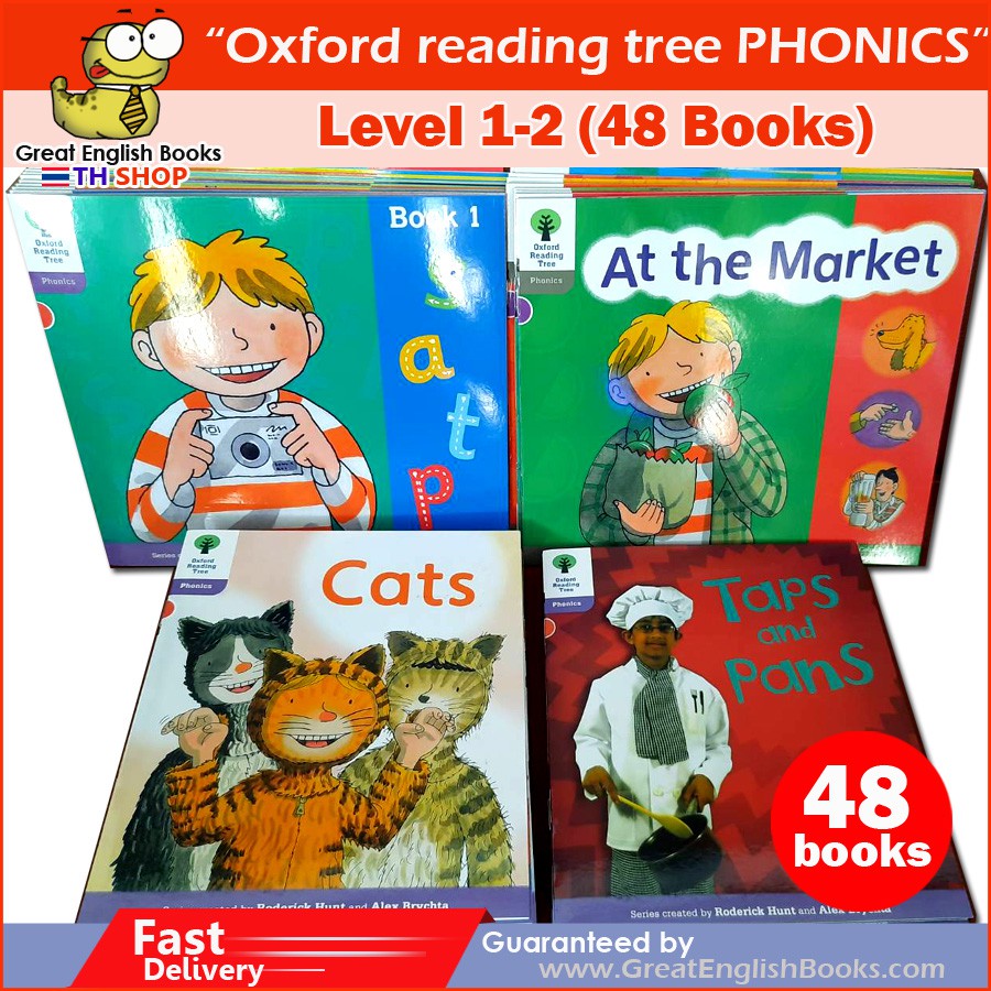 *มี 2 เกรด ส่งไว มีเก้บปลายทาง* พร้อมส่ง หนังสือหัดอ่านโฟนิกส์ Oxford Reading Tree Phonics level 1-2 (48 Books)