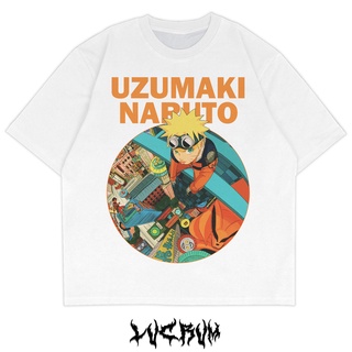 เสื้อยืดผ้าฝ้ายพรีเมี่ยม เสื้อยืด ขนาดใหญ่ พิมพ์ลายการ์ตูนอนิเมะ Uzumaki Naruto Young