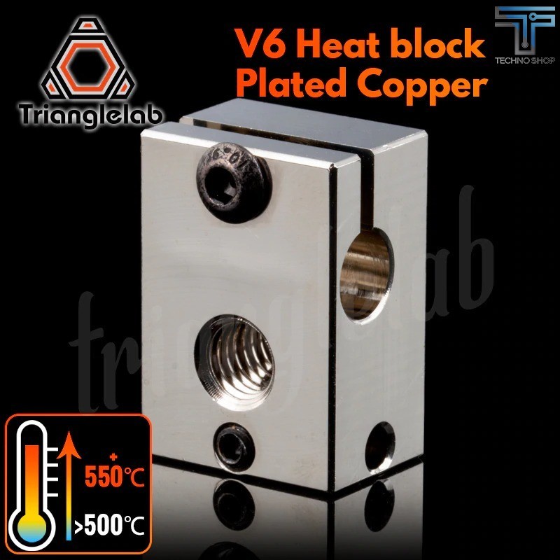 TRIANGLELAB V6 Plated Copper Heat Block For E3d V6 Hotend 3D Printer Heater Block For BMG Extruder
