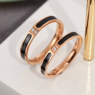 Couple Ring, Stainless Steel Promise Ring with Diamond, Anti-Rust, Black, Durable for Women