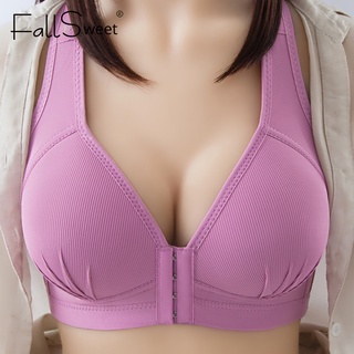 Fallsweet บราเซียร์ บราเซียร์ แบบนิ่ม ปิดด้านหน้า ระบายอากาศ ใส่สบาย คัพ 36-46 B C สําหรับผู้หญิง