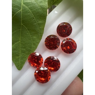 CZ Round Orange 7mm(2pcs) เพชรรัสเซีย สี ORANGE  ทรงกลม 2.20 มม (100 เม็ด) LAB  ORANGE DIAMOND