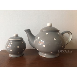 Polka dot Kettle &amp; sugar bowl with lid กระปุกน้ำตาล กาน้ำชา