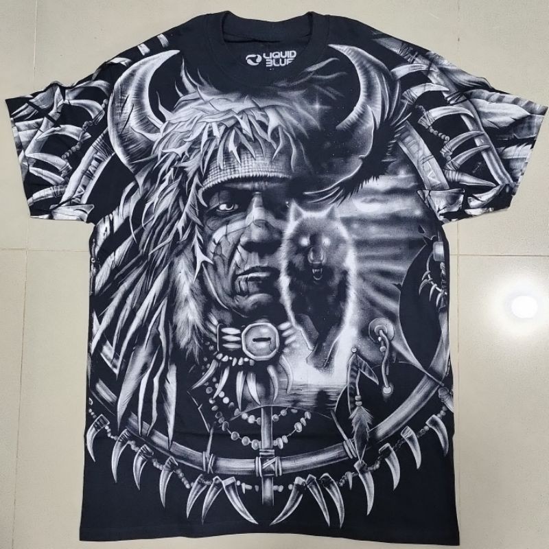 เสื้อยืด​งาน​ LIQUID BLUE OVP ลาย​ Indian ลายเต็มทั้งตัว