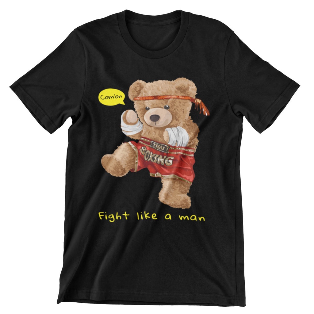 KATUN BA069 Cool Bear Thai Boxing Fight Like A Man เสื้อยืด Combed Cotton 30S