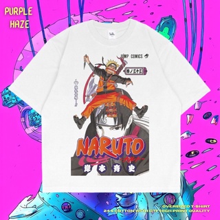 เสื้อยืดผ้าฝ้ายพรีเมี่ยม เสื้อยืดโอเวอร์ไซส์ Naruto และ Sai สีม่วง Haze | สีขาว | เสื้อยืดโอเวอร์ไซส์ | สไตล์วินเทจ | ท็