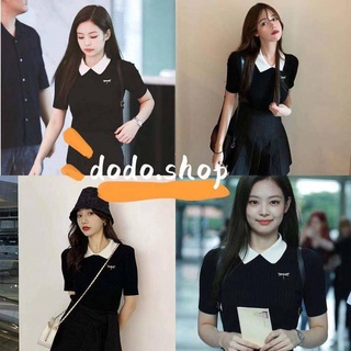 DODO*สินค้าใหม่พร้อมส่ง*เสื้อฮิต!เจนนี่!คอปกแขนสั้นปักแมลงปอ…