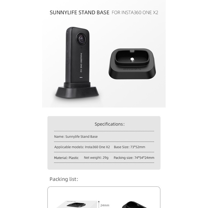 กล้อง∋Sunnylife Stand Base Camera Holder Desktop Stabilizer Action Camera Accessories for Insta360 One X2