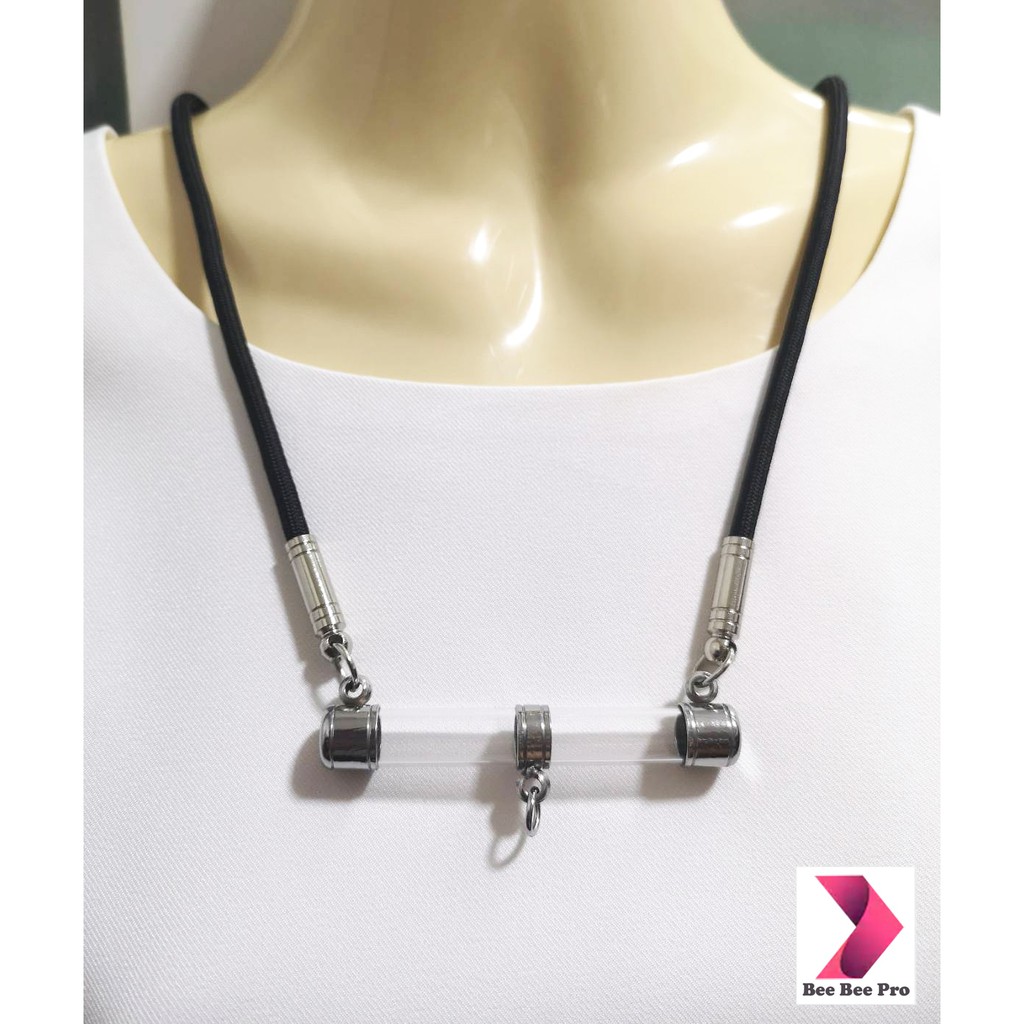 BBP34 - สร้อยคอเชือกร่ม 22 นิ้ว มีที่ใส่ตะกรุด ขนาด 10 มม. และที่แขวน 1 ห่วง สร้อยคอห้อยพระ สร้อยคอผ