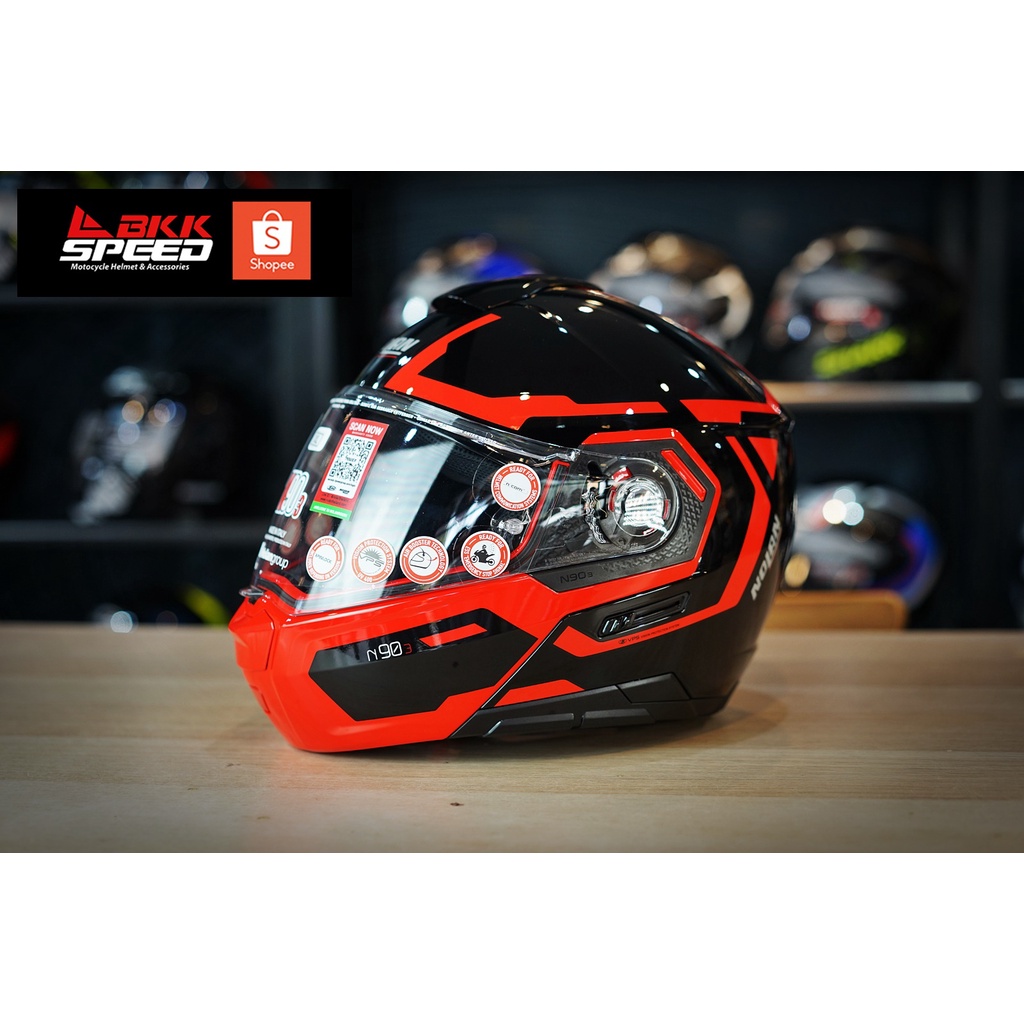 Nolan N90-3 Driller N-com Black Red 25 ยกคางรุ่นใหม่