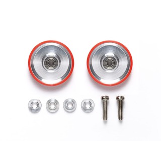 95580 Tamiya Mini 4 WD 17mm Aluminum Ball-Race Rollers (Dish Type) w/Plastic Rings (Red)