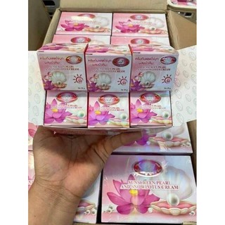 ครีมกันแดดไข่มุกผสมบัวหิมะ ขายยกโหล1โหลมี12ชี้นราคาถูกตกชี้นละ35บทรับไปขายปลีกสบายๆๆ