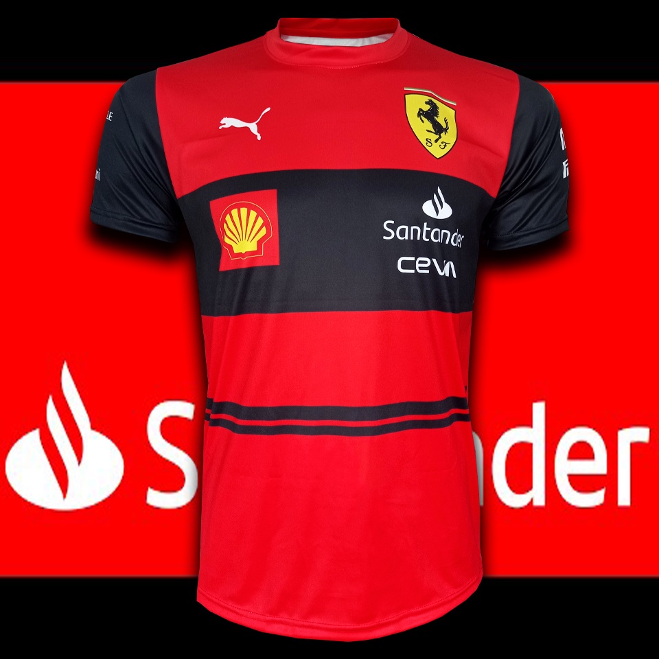 เสื้อยืดคอกลม ฟอร์มูลาวัน ทีม Ferrari Santander เสื้อยืดทีม เฟอร์รารี่ ซานตานเดอร์ #FM0038 ไซส์ S-5XL