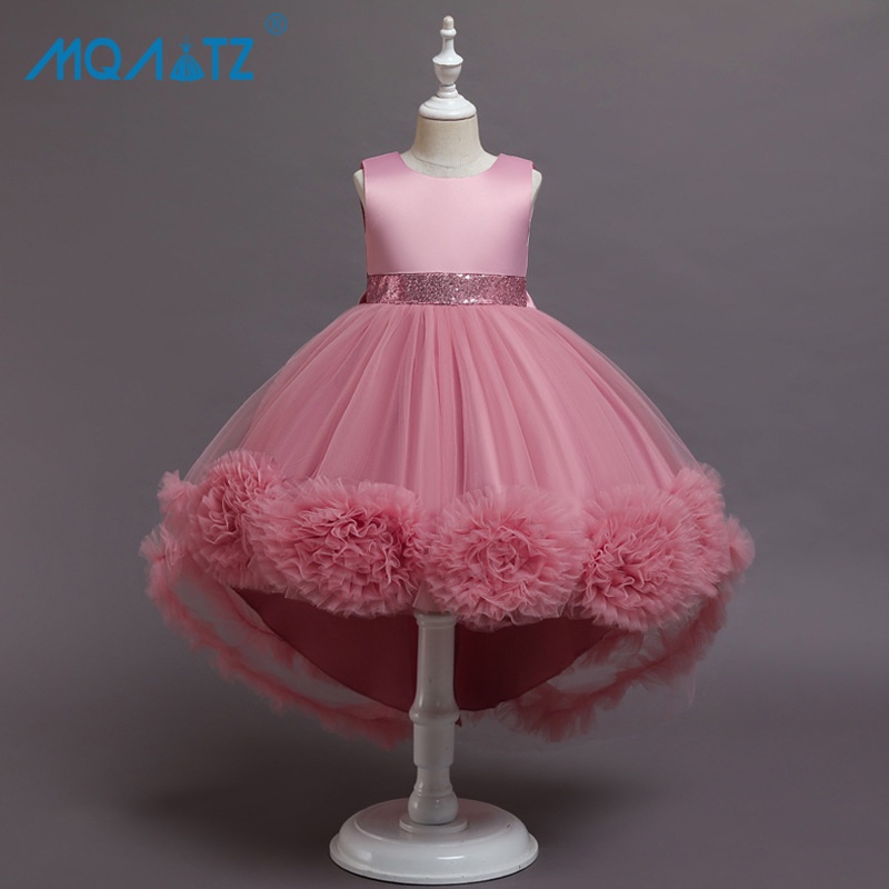 Mqatz ชุดเดรสปุย ลายดอกไม้ ขนาดใหญ่ สไตล์เจ้าหญิง แฟชั่นฤดูร้อน สําหรับเด็กผู้หญิง 2-10 ปี T5259