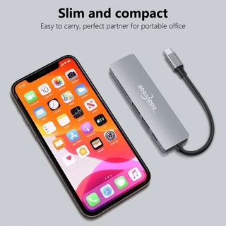 GOOJODOQ อะแดปเตอร์ฮับ USB Type-C การ์ดรีดเดอร์ HDMI VGA RJ45 USB C เป็น USB 3.0 สําหรับ Macbook Pro