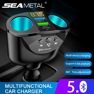 SEAMETAL ที่ชาร์จแบตในรถ 66W Fast Charger QC3.0 + PD Type C Dual USB Phone Chargers 12V 24V มัลติฟังก์ชั่นที่จุดบุหรี่ในรถยนต์สากล เครื่องเล่น Bluetooth U Disk