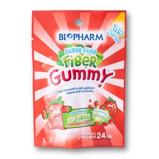 Biopharm Fiber Sugar Free Gummy ไบโอฟาร์ม กัมมี่ ไฟเบอร์ ไม่มีน้ำตาล กลิ่นสตรอเบอร์รี่ ขนาด 24 กรัม จำนวน 1 ซอง 20896