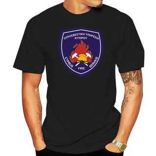 เสื้อยืดผ้าฝ้าย ใหม่ เสื้อยืด คอกลม พิมพ์ลาย Cyprus Fire Service Fire Department Firefighter Navy 80S แฟชั่น 2022