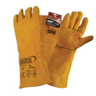 ถุงมือหนังงานเชื่อม 16 นิ้ว สีน้ำตาล YAMADA Leather Welding Gloves 16 inch Brown YAMADA