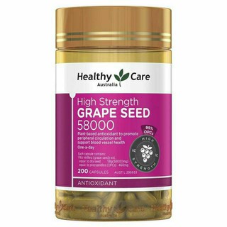 Healthy Care Grape Seed 58000 mg. opc สูง 460 mg. ผิวกระจ่างใส และสุขภาพดี ขนาด 200 เม็ด จากออส